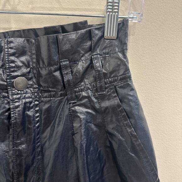 Free People Wonderwoman Pleated Metallic Paperbag High-Rise Pants Size 0 Festive - Picture 5 of 10